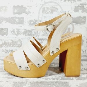 NEW Sam Edelman Rosalind White Leather Strappy Platform Block Heel Sandals H195